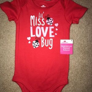 NWT Little Miss Love Bug 6/9 12 Mth V-Day Bodysuit